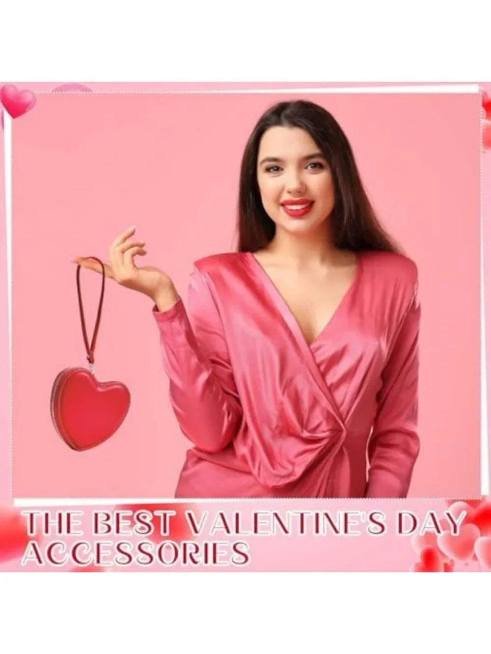 Heart Shaped Coin Purse Set, PU Leather Pouches in Pink & Red - Cute & Stylish!